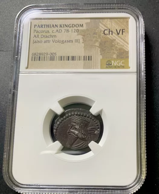 Parthian Kingdom / AR Drachm / Pacorus c.AD 78-120 / NGC Ch VF / Very Nice!