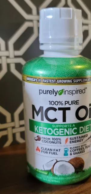 Purely Inspired MCT Oil Ketogenic 31 Servings 16oz Bottle Flavorless EXP  8/24