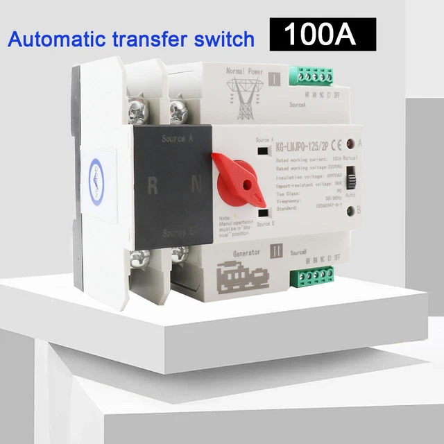 220V 2P/100A DUAL Power Automatic Transfer Switch Electrical Selector