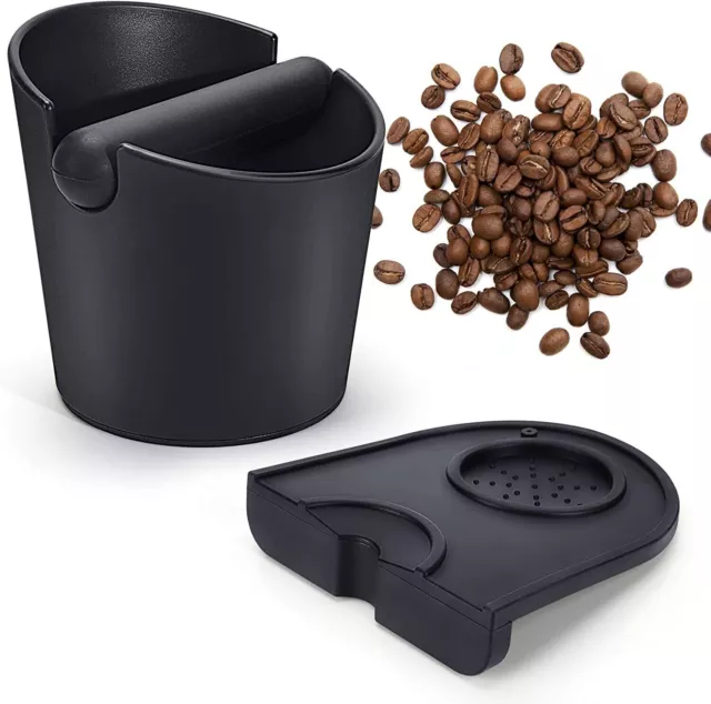 Coffee Knock Box Bin Bucket Container Espresso Grinds With Tamp Tube Bar & Base