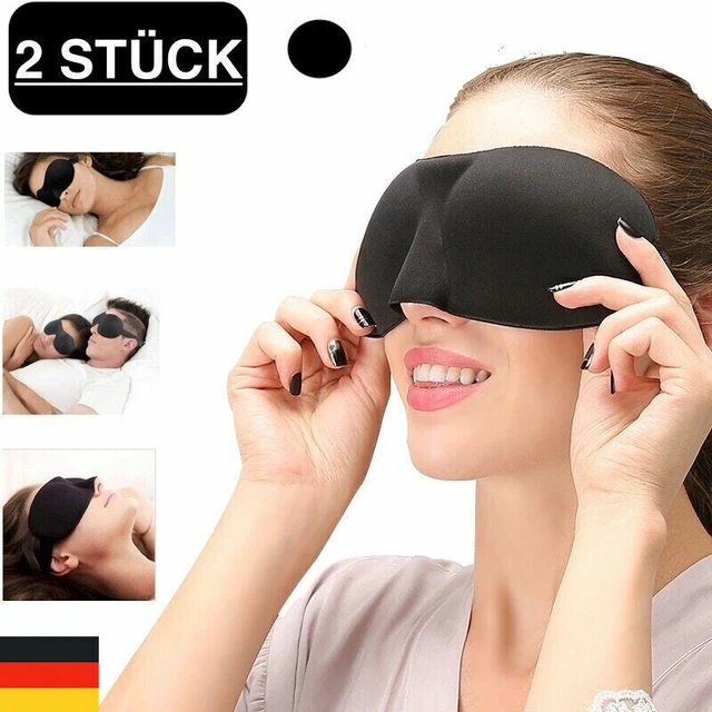Schlafmaske Herren - Damen Seide Verstellbar Brille Augen Reise Augenbinde Black 3