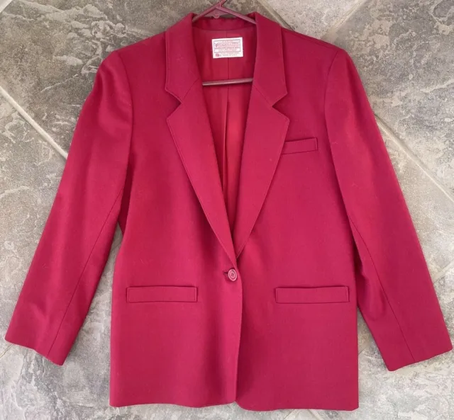 Petite Pendleton Blazer Virgin Wool Lined Women's 8P One Button Red EXCELLENT