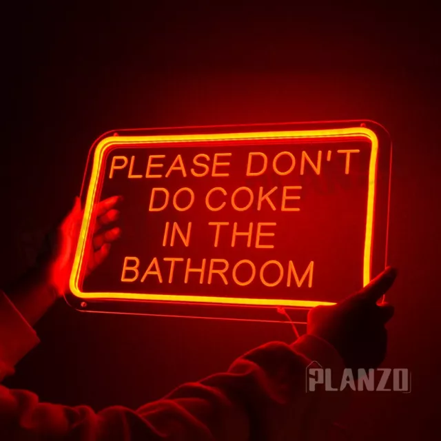 Planzo Please Dont Do Coke In The Bathroom Red Led Neon Sign Home Bedroom Usb 3559 Picclick