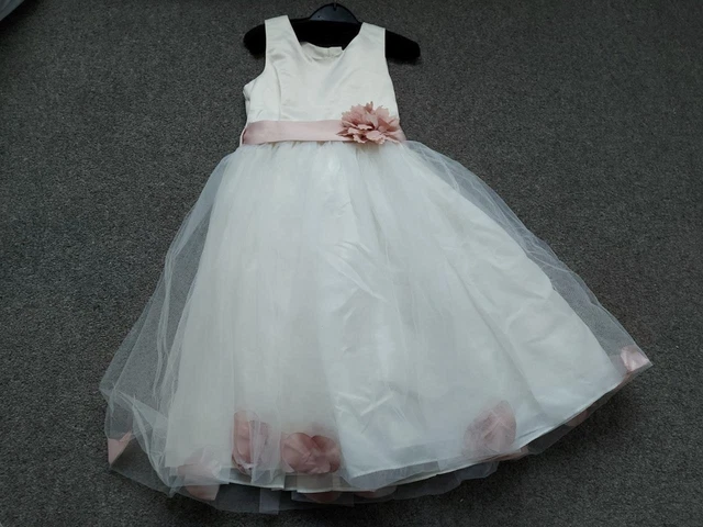 Lovely Party/Occasion Dress, Cream/Flower/Chiffon,   6 Years