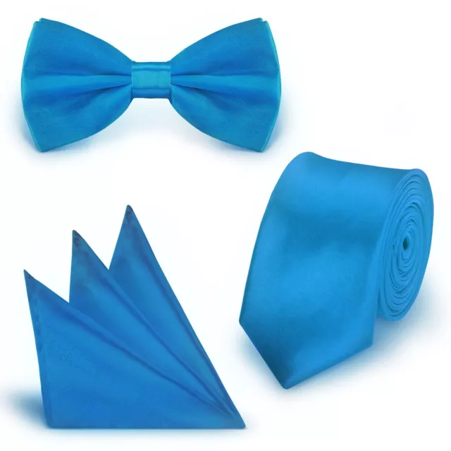 SET Marineblau (15) Krawatte Fliege Einstecktuch Hochzeit Schlips Busniess slim