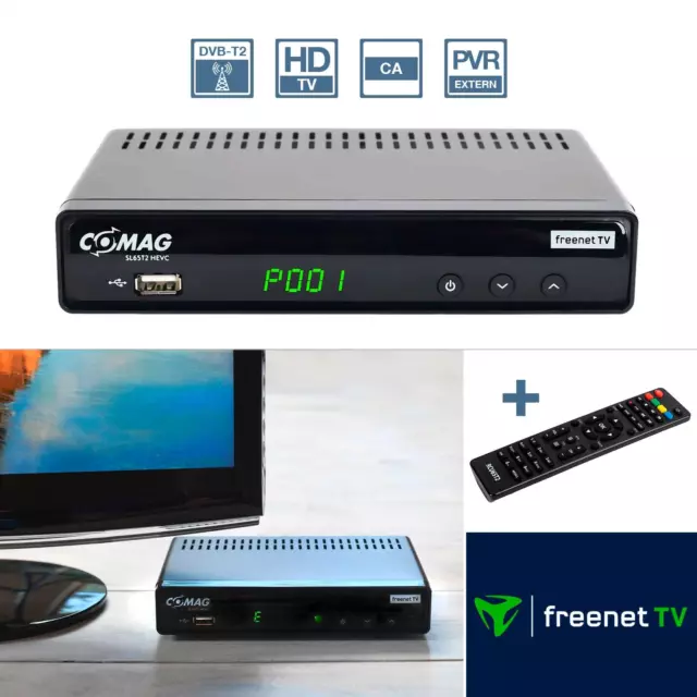 COMAG SL65T2 DVB-T2 Receiver HDMI SCART USB Full-HD Freenet TV PVR HEVC/H.265
