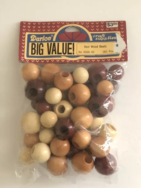 Darcie Quality Craft Supplies 150 Multicolored Pieces Wood Beads NEW