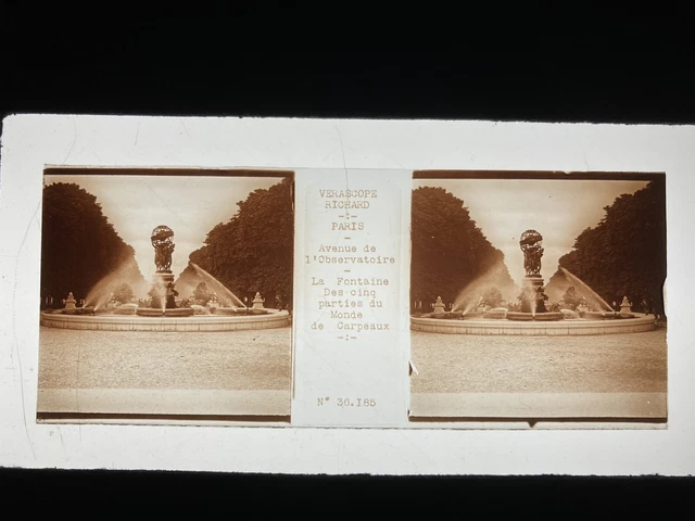 PARIS AVENUE OBSERVATOIRE PLAQUE VERRE 45x107 STEREOSCOPIQUE VERASCOPE RICHARD