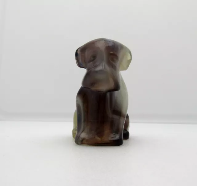 Vintage Degenhart Glass Mauve Slag Pooch K-9 Dog 3" Figurine Signed #3