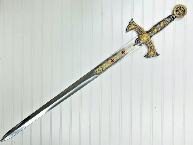 Templar Knights Sacred Holy Longsword Ornate Steel Replica Medieval Sword.