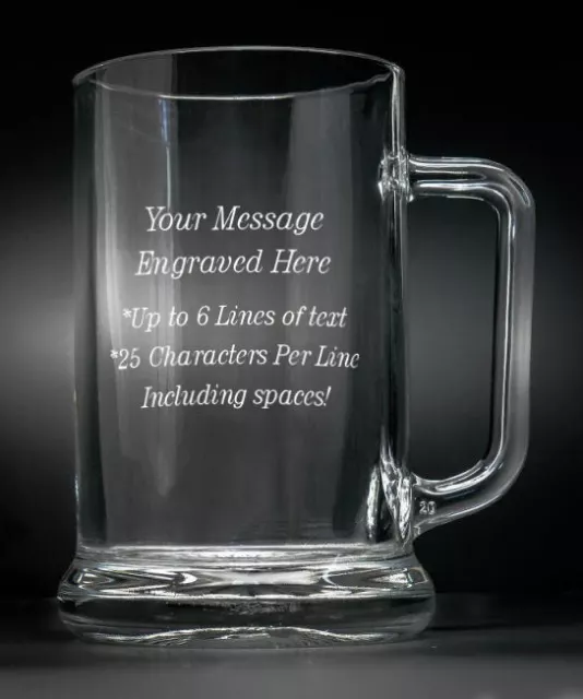 Personalised 1 Pint Glass Beer Stein Tankard Any Message Engraved