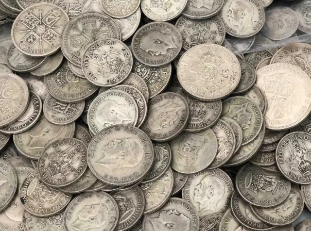 1 Oz Pre 1947 Silver Coins - Shillings Florins Crowns - Bulk - Joblot Nice Coins