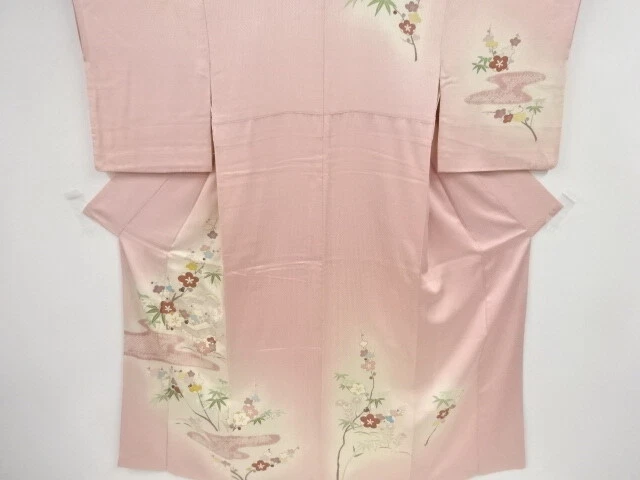 36241# JAPANESE KIMONO / ANTIQUE KIMONO / SHIBORI / EMBROIDERY / SHOCHIKUBAI &am