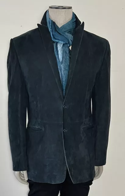 JOHN VARVATOS Men’s Sz IT 52 US 42 Midnight Blue Goat Suede Sport Coat Great!