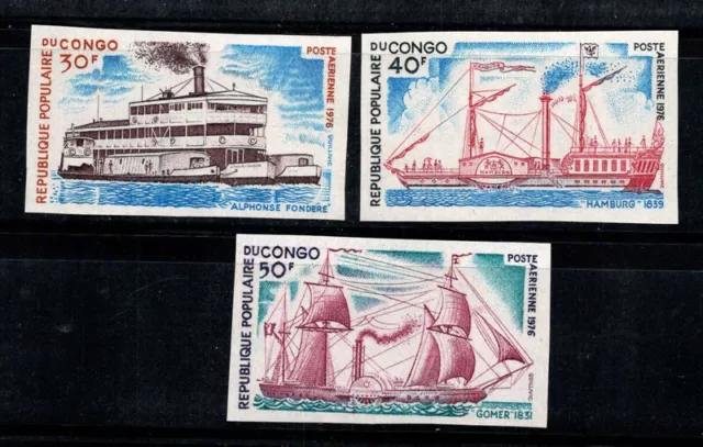 Kongo - Brazzaville 1976 Mi. 518-520 Postfrisch 100% Flugpost SCHIFFE