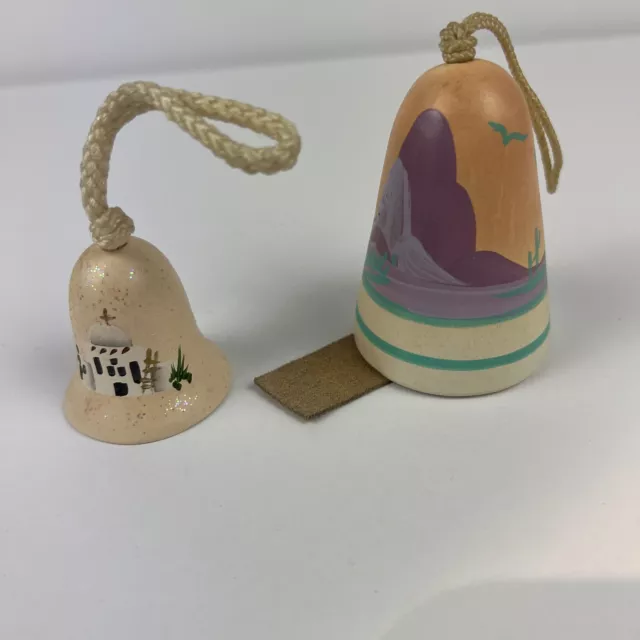 Set of Southwestern Style Bells Ceramic 3” & 1.75”