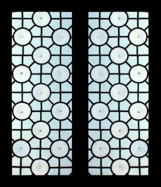 Rare Amazing Pair Rondels Stained Glass Windows