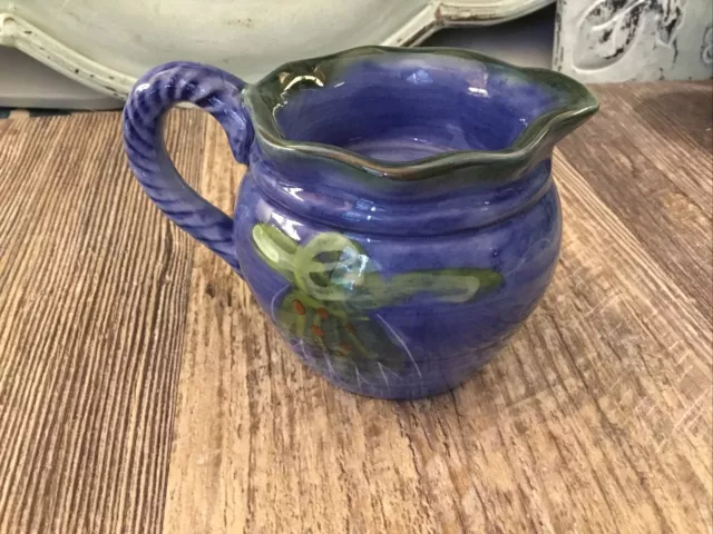 Yankee Candle Ceramic Pitcher Tea Light Candle Holder Blue Green... 2 1/2”H