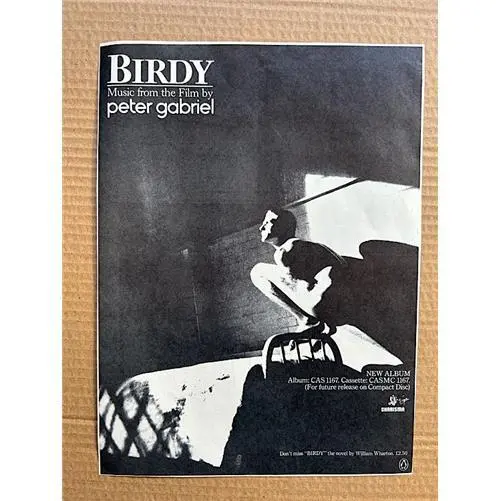 PETER GABRIEL BIRDY MEMORABILIA Original music press advert from 1985 - these vi