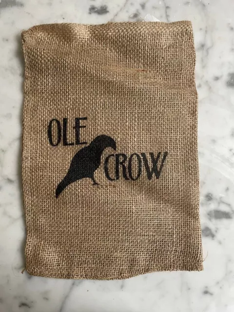 Primitive Old Crow Large Burlap Bag Stenciled Crafts 8” x 12”