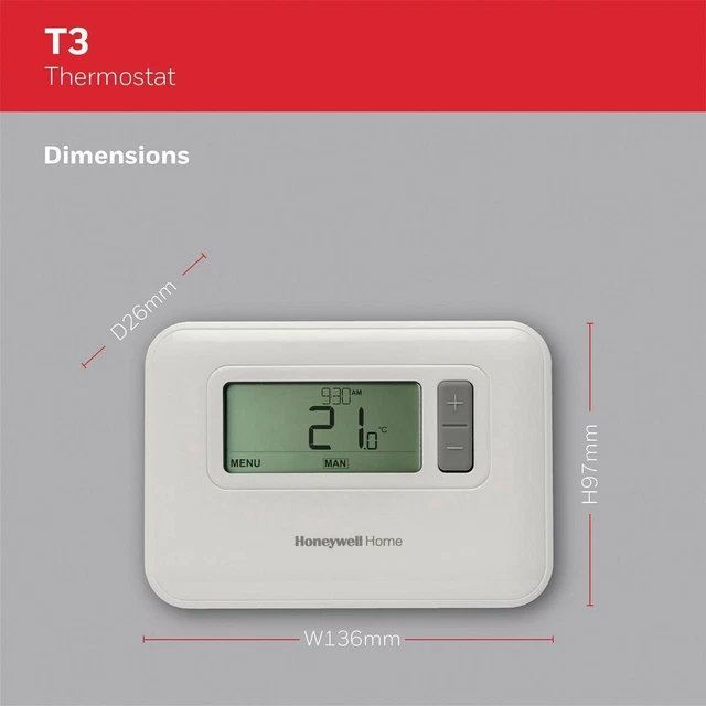 Thermostat d'ambiance Honeywell Home T3C110AEU mural programme journalier, progr