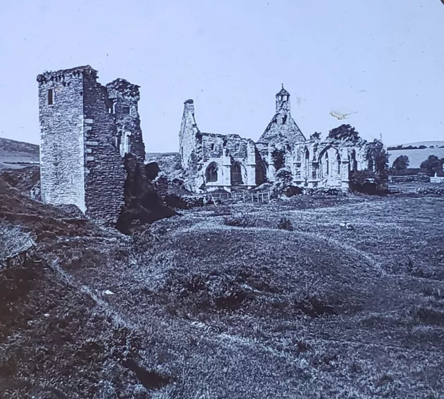 Crossraguel Abbey Ruins, Maypole, Scotland, c1900 Magic Lantern Glass Slide