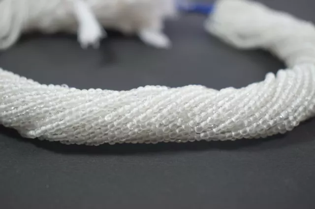 AAA++ Clear Crystal Quartz 2mm 3mm Gemstone Round Smooth Loose Beads 12" Strand
