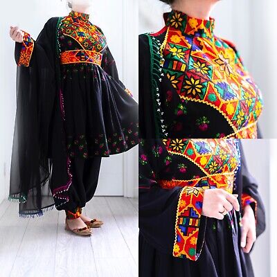 Afghan Dress Gand Eid Kuchi Tribal Dress with Beautiful Embroidery Handmade