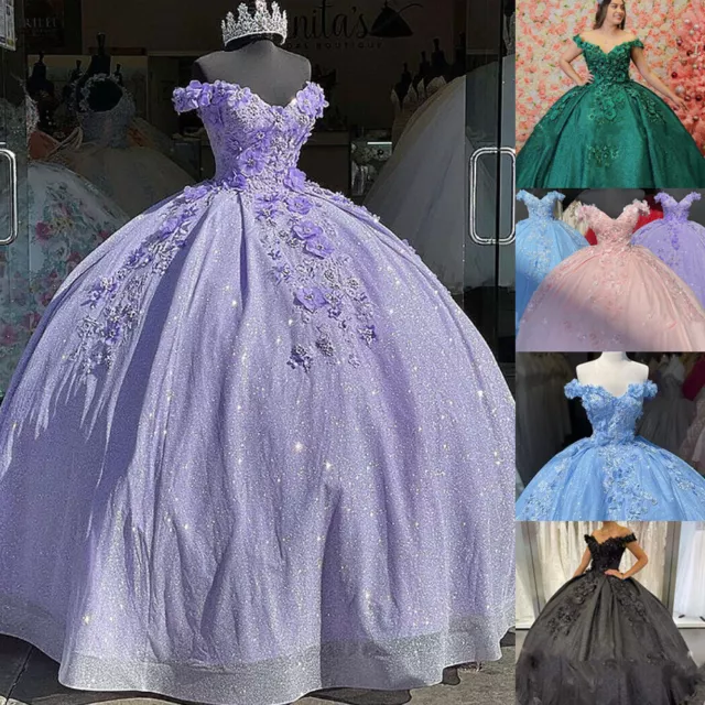 Princess Lilac Quinceanera Dresses Glitters Sweet 15 16 Prom Party Ball Gowns