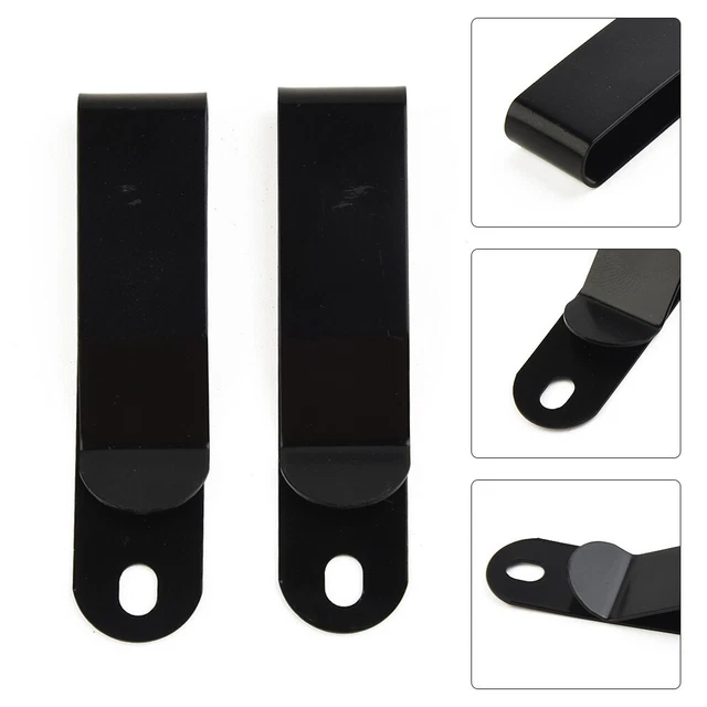 Nuovo Acciaio Clip Cintura Zincato Nero Opaco Piccolo Acciaio Inox 2pcs