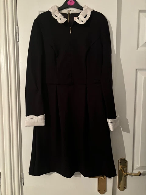 TED BAKER SHEALAH Embroidered Collar Dress Black Size 2 35.00