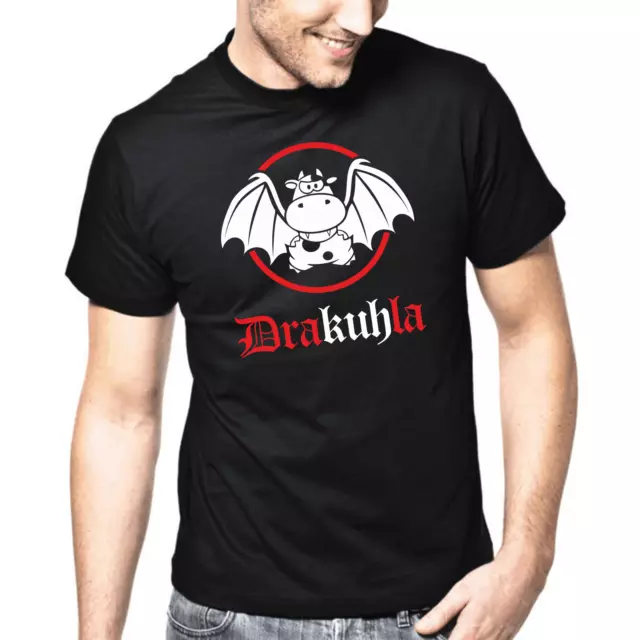 Drakuhla Dracula Vampir Kuh Comic Sprüche Geschenk Lustig Spaß Comedy T-Shirt