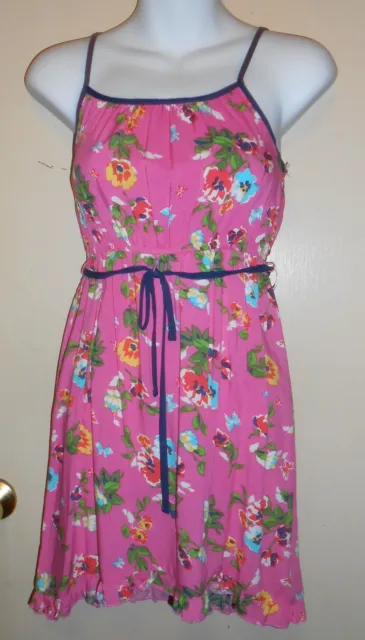 Pinky Girls Ruffle Hemline Spring Summer Floral Dress Pink & Blue 12 NWT