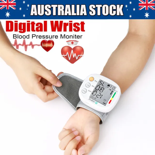 Automatic LCD Wrist High Blood Pressure Monitor Machine Heart Rate Gauge Digital