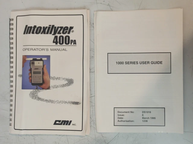 CMI Intoxilyzer 400 Alcohol Probador de Alcohol Operación Manual Libro de Papel