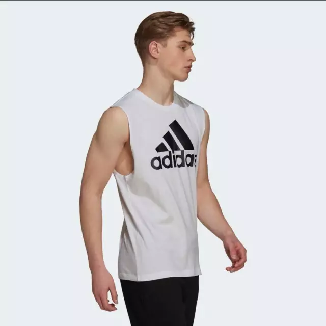 ADIDAS CANOTTA ESSENTIALS Big Logo Uomo Bianco Nero EUR 29 90