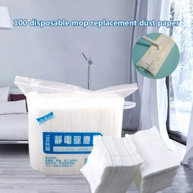 200 Disposable Electrostatic Dust Removal Mop Paper Home Bathroom Cleaning Cloth