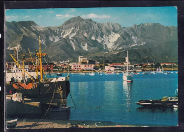 Cartolina Marina di Carrara il Porto Sfondo Alpi Apuane IA387