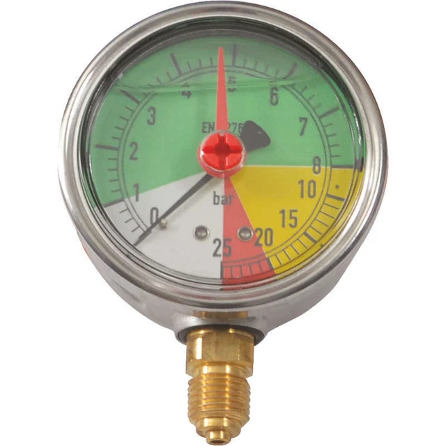Manometer Flüssigdüngerfest 0-25 bar Ø 63 mm Farbskala 1/4 Zoll unten