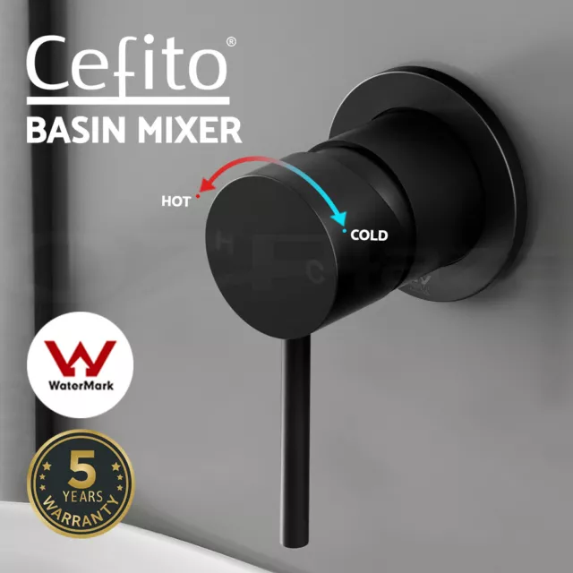 Cefito Bathroom Mixer Shower Wall Tap Faucet Basin Sink Bathtub Brass Black