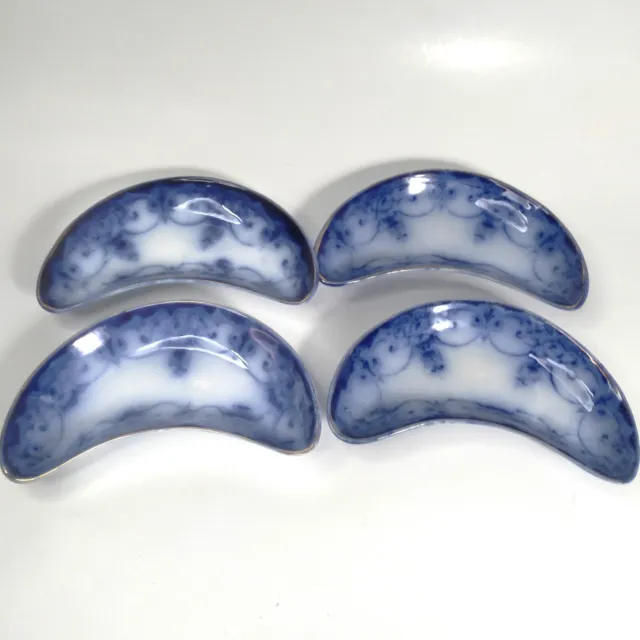 4 Myott & Son Crescent Bowls MONARCH Pattern Flow Blue Staffordshire England