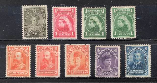 NEWFOUNDLAND 1897-1901 SET. SGs 83-90 + 1 VAR. MINT (8MM, 1MNG). Cat.£168 (2014)