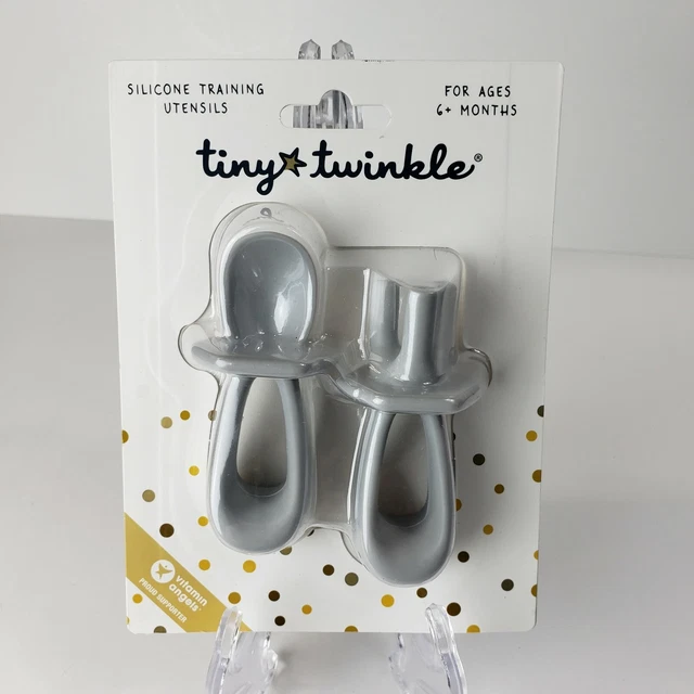 Tiny Twinkle Silicone Training Utensils Gray NEW