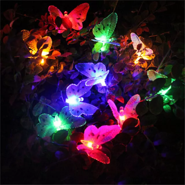 LED Garden Solar Butterfly Fairy String Lights Waterproof Outdoor Party Decor AU