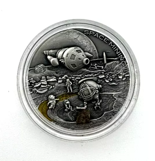2019 Space Mining II  1 oz silver coin Ultra High relief with antique finish