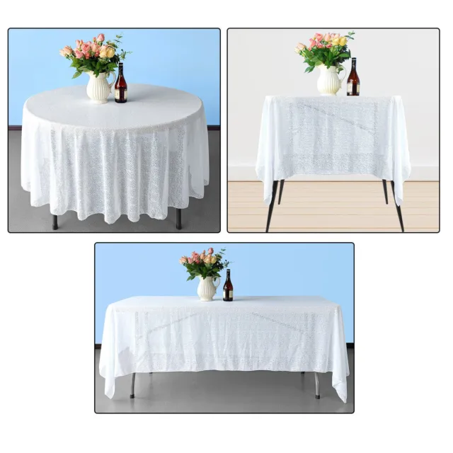 Round Rectangle Table Covers Sequin Tablecloths Wedding Party Decor Tableware UK