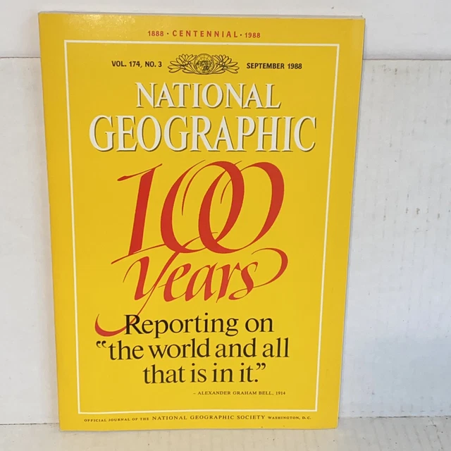 VINTAGE SEPTEMBER 1988 National Geographic Magazine 100 Year Centennial