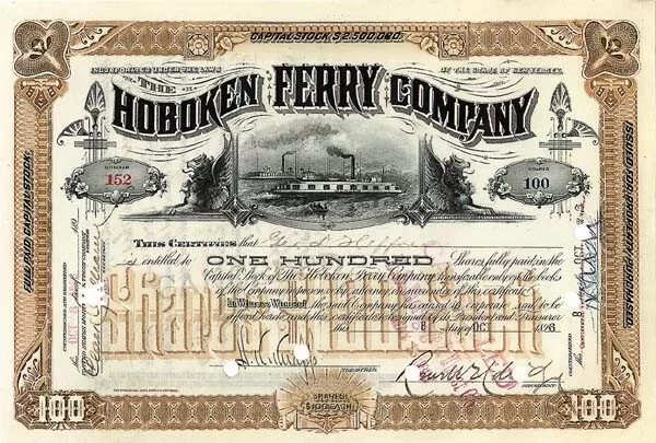 Hoboken Ferry Co. - Shipping Stock Certificate - Shipping Stocks