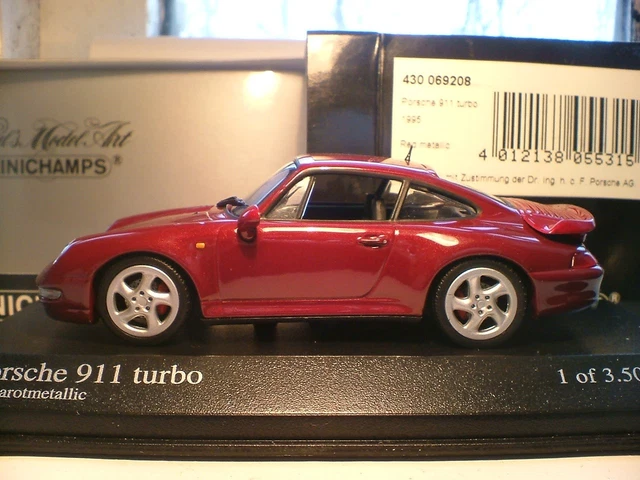 Miniature Porsche 911 (993) Turbo – Minichamps 1/43 – Rouge Métallisé 1995