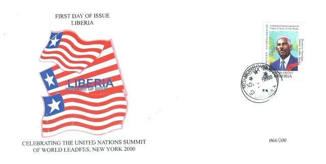 Couverture FDC #066 États-Unis Dirigeants mondiaux de l'ONU MNH Dominique...